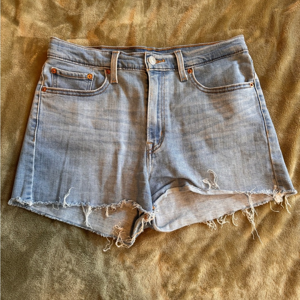 Levi's Blue Jean Shorts with Frayed Hem